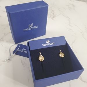 Swarovski Bella V Drop Crystal Gold Tone Earrings, EUC